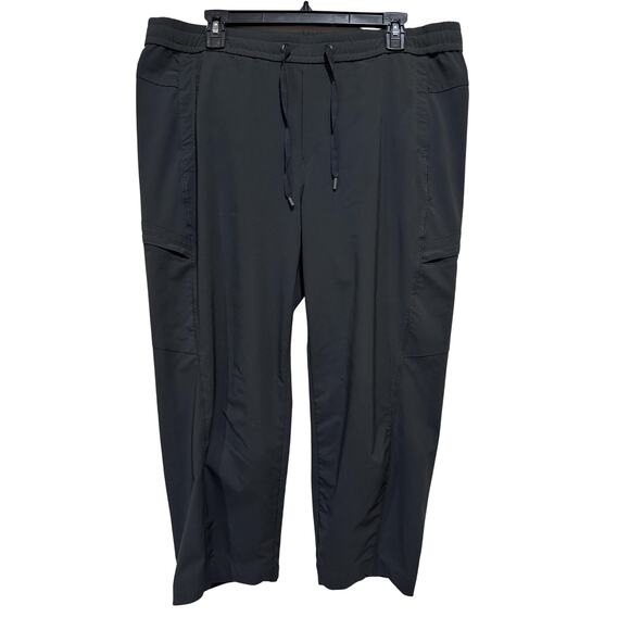 Eddie Bauer Pants Womens Large Black Capri Cropped Drawstring Pockets Stretch - Picture 1 of 8
